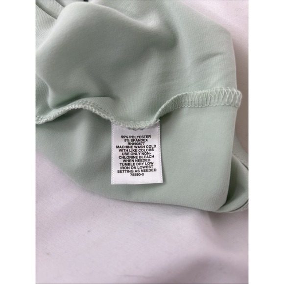 Liz Claiborne Top Blouse Shirt Women Size PS Light Green Round Neck Gold Metal - Picture 7 of 7